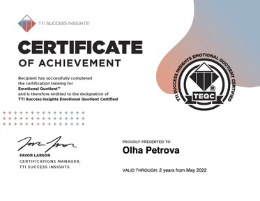 Olha Petrova - EQ Certification TTISI